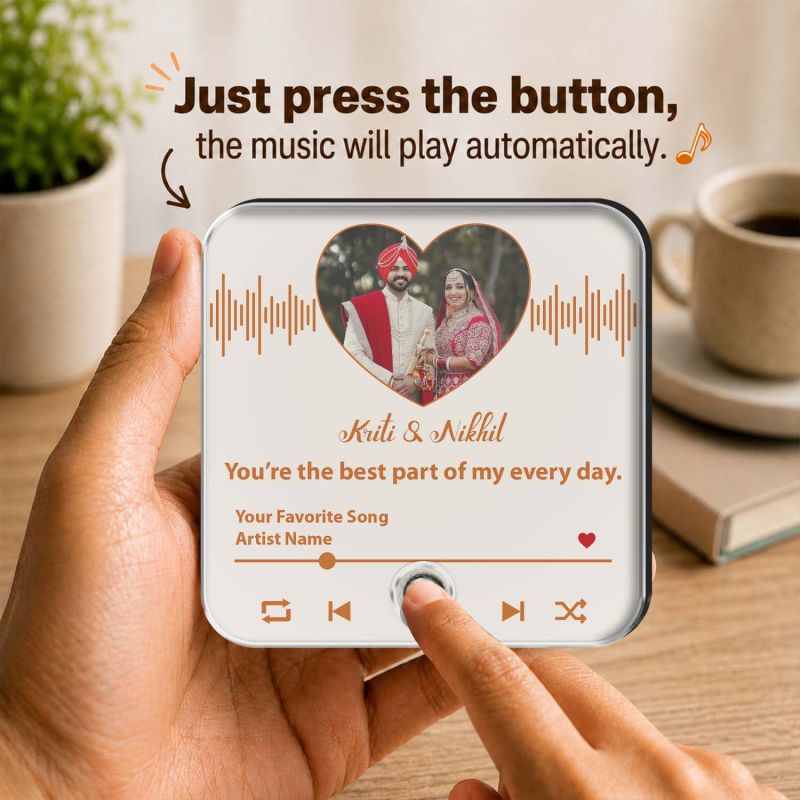 Wedding Gift for Couples Personalized Musical Fridge Magnet with Photo & Song Gift for Bride and Groom Memory Gift for Husband Wife
